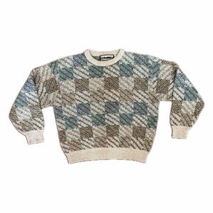 Vintage Shenandoah Men's Checkered Knit Sweater — Size Large